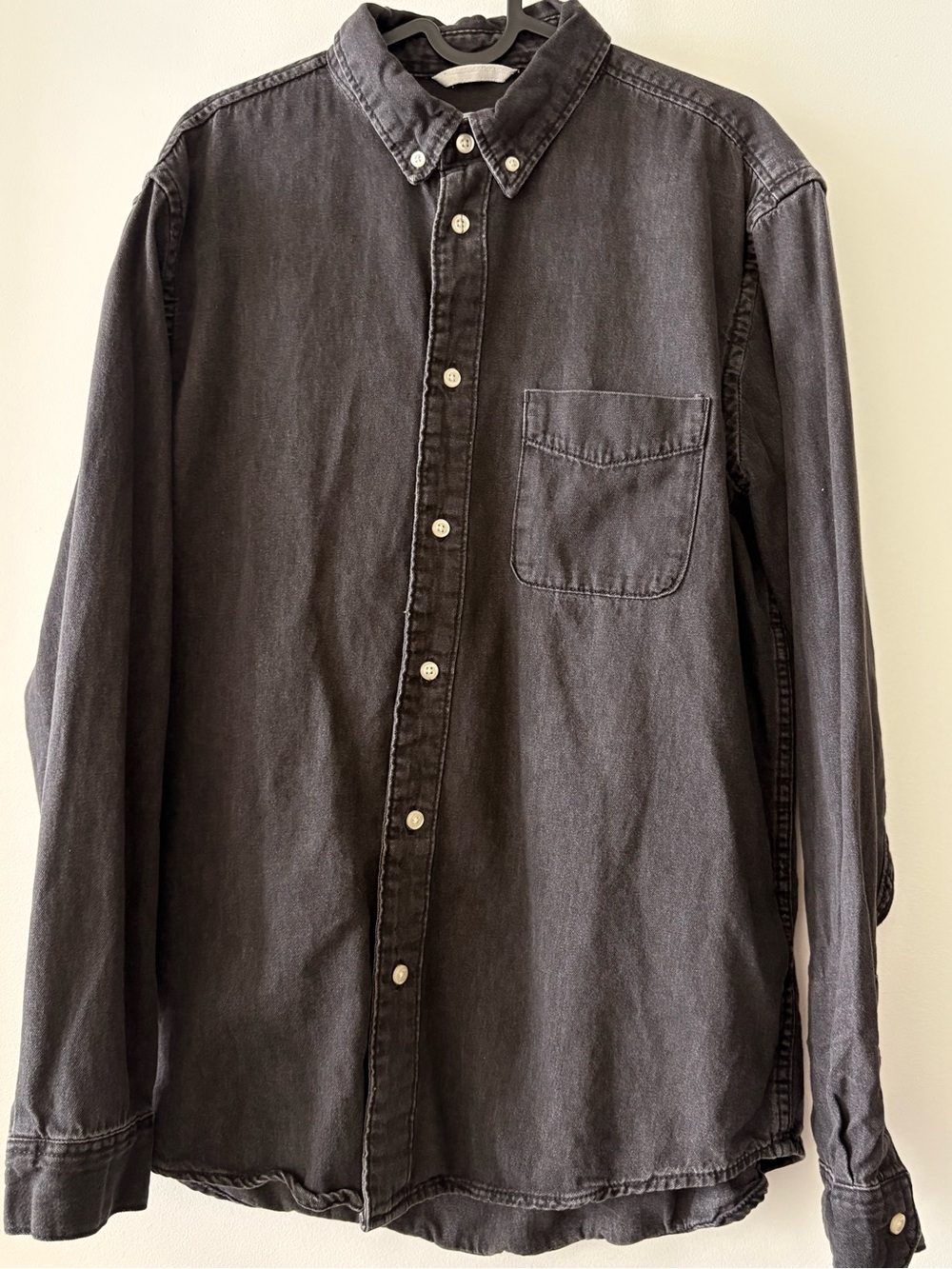ZARA Men's M Black Washed Cotton Button-Up Shirt